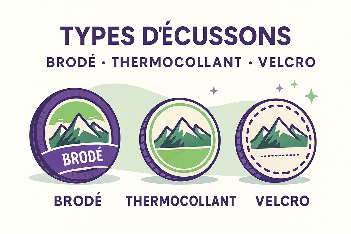 ecusson brodé personnalisé thermocollant brodé et velcro à l'unité
